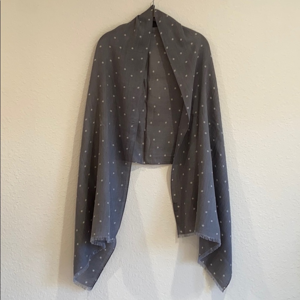 J. Crew wool blended wrap shawl scarf w/polka dots